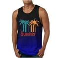 thumbnail image 1 of Njoeus Mens Athletic Workout Tank Tops Beach Hawaiian Funny Summer Graphic Tees Casual Holiday Sleeveless Shirts Vintage Palm Tree T-Shirt Crew Neck Gym Tops S-2X Blue Summer Savings, 1 of 4