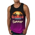 thumbnail image 1 of Aueoeo Mens Beach Tank Top Summer Graphic Sunset Palm Tree Printed T-Shirt Casual Vacation Hawaii Holiday Sleeveless Tee Shirt Gym Workout Tanks S-XXL Hot Pink, 1 of 4