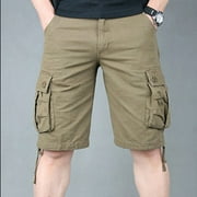 Njoeus Mens Cargo Capris Shorts Below Knee Men Cotton 3/4 Loose Fit Below Knee Long Shorts Capris Cargo Short Pants S-4XL