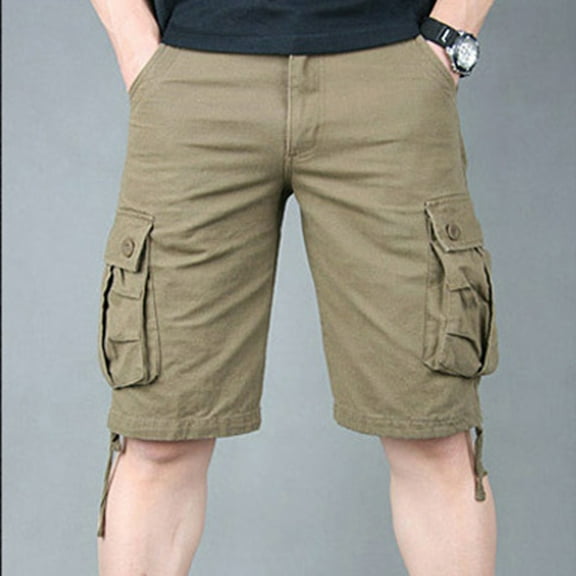 Njoeus Mens Cargo Capris Shorts Below Knee Men Cotton 3/4 Loose Fit Below Knee Long Shorts Capris Cargo Short Pants S-4XL