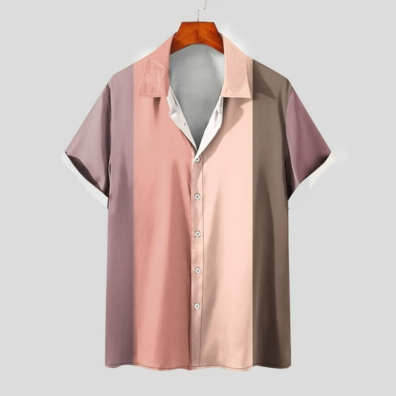 Njoeus Mens Dress Shirts White Blouse Men'S Short Sleeve Striped Dress Shirts Hawaiian Shirt Casual Button Up T-Shirts For Men Stylish Summer Beach Shirt Funny Shirts Summer Savings