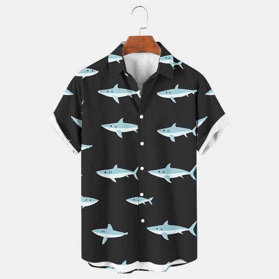 Njoeus Mens Funny Hawaiian Shirts Mens Animals Graphic Short Sleeve Button Down Printed Shirts - Novelty Holiday Beach Shirts Big & Tall Sizes 2X 3X 4X Clearance Black