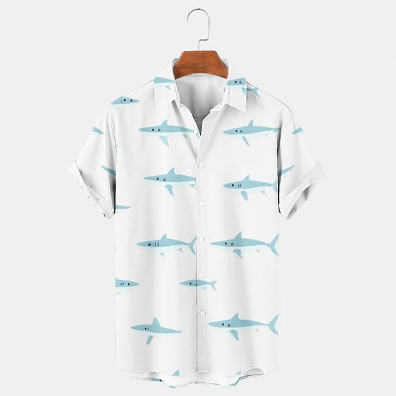 Njoeus Mens Funny Hawaiian Shirts Mens Animals Graphic Short Sleeve Button Down Printed Shirts - Novelty Holiday Beach Shirts Big & Tall Sizes 2X 3X 4X Clearance White