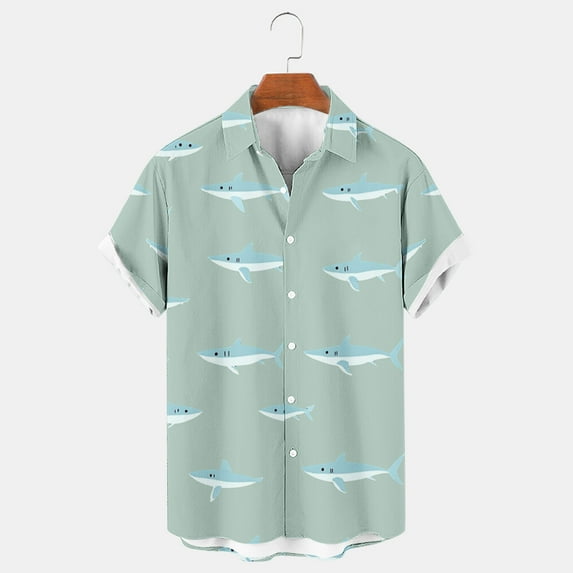 Njoeus Mens Funny Hawaiian Shirts Mens Animals Graphic Short Sleeve Button Down Printed Shirts - Novelty Holiday Beach Shirts Big & Tall Sizes 2X 3X 4X Summer Savings Green