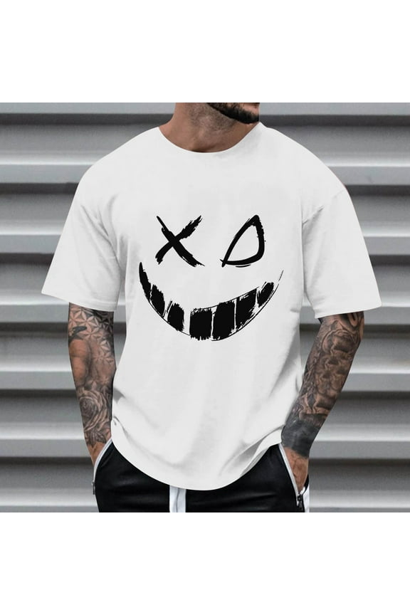 Mens Graphic T-Shirts White Blouse Graphic Tee Mens Shirt, Short Sleeve Novelty Graphic Shirts For Men, Teens, Funny Printed T Shirts S-5Xl (Available In Big & Tall) Men Top Size Plus Summer Sa