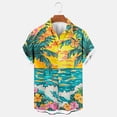 thumbnail image 1 of Aueoeo Mens Hawaiian Shirt, Short Sleeves Button Down Shirts for Men Beach Clothing Summer Casual Palm Printed Shirts 2X 3X 4X Summer Savings Army Green, 1 of 5
