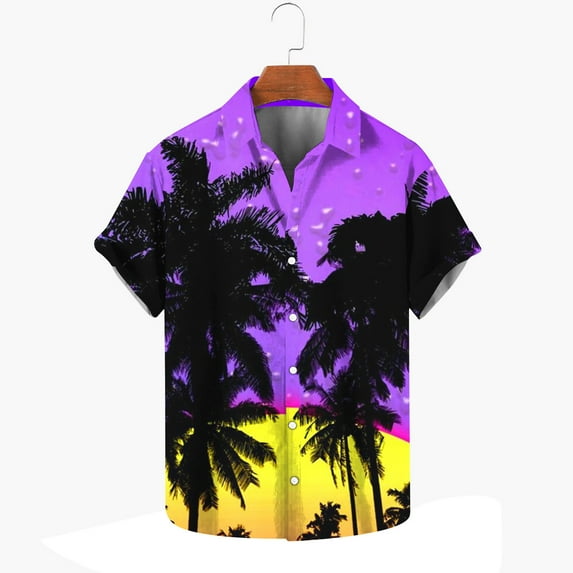 Njoeus Mens Hawaiian Shirts Casual Short Sleeve Button Up Shirt Men's Dress Shirts Party Vacation Tropical Beach Shirts for Men Summer Holiday S-3XL