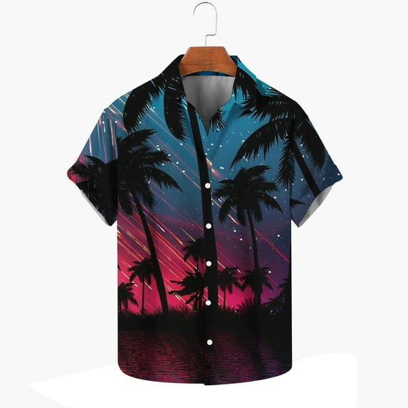 Njoeus Mens Hawaiian Shirts Casual Short Sleeve Button Up Shirt Men's Dress Shirts Party Vacation Tropical Beach Shirts for Men Summer Holiday S-3XL