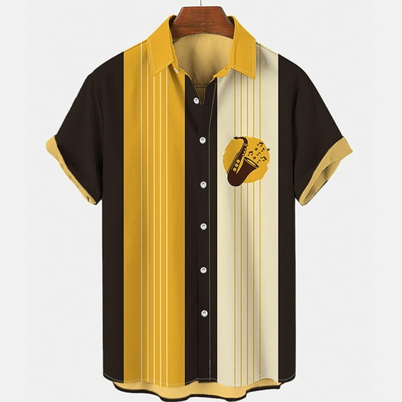 Njoeus Mens Hawaiian T-Shirts, Men's Shirts Short Sleeve Button Up Shirts Music Graphic Tee Shirts for Men, Summer Beach Shirts for Men Teen Boys S-3XL