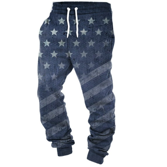 Njoeus Mens Joggers Sweatpants Men American Flag Striped Pants Novelty Graphic Trousers Casual Athletic Sports Jogger Pants with Pockets M-4XL (Available in Big & Tall)
