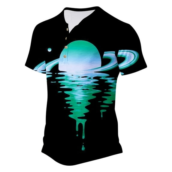 Njoeus Mens Short Sleeve Button Up Shirts Oversized Tshirts For Men Mens Fashion Henleys Shirts, Men'S Short Sleeve Longline T-Shirts Button V-Neck Gym Tops For Men Big & Tall Summer Casual Workout Te