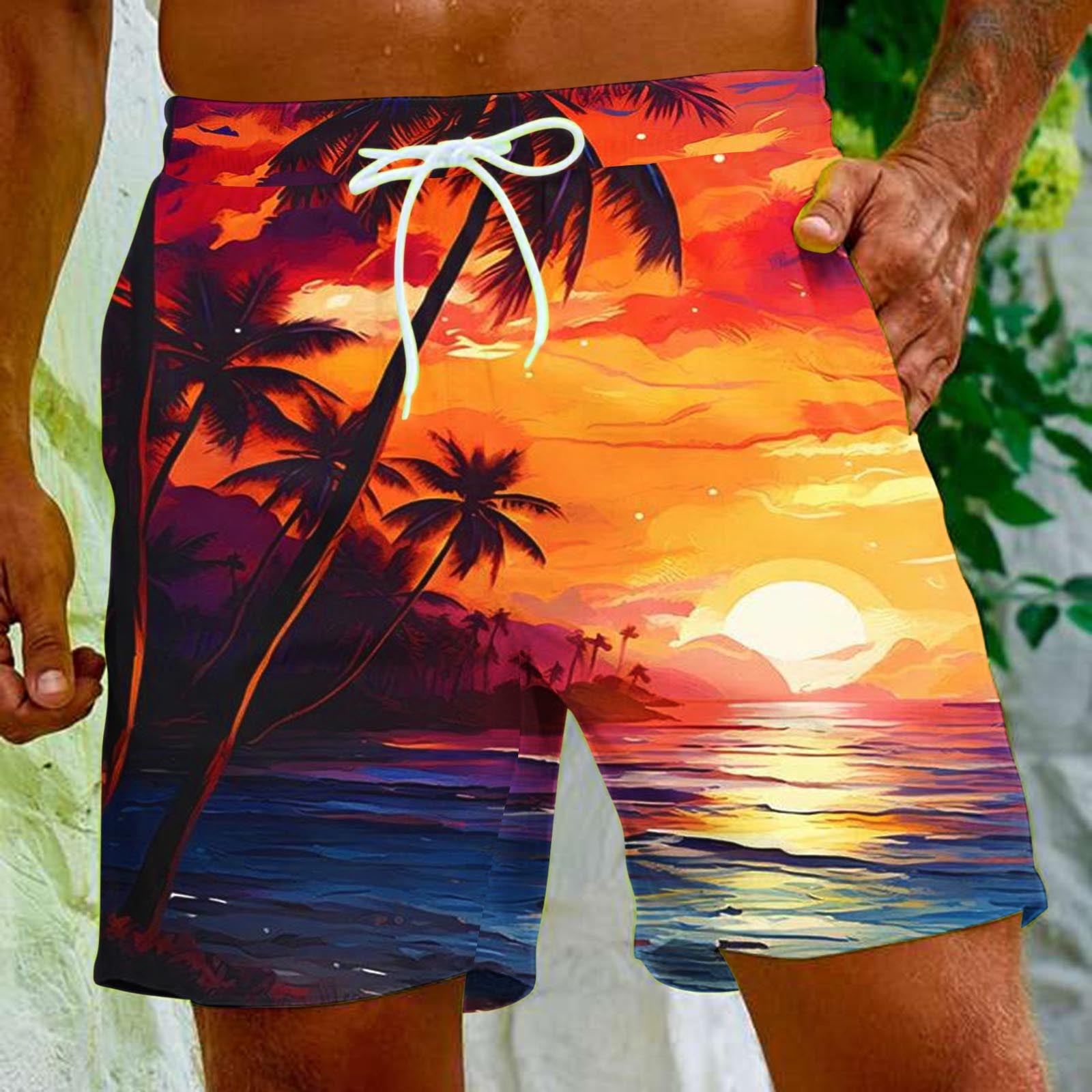 Men's Tropical Hawaiian Beach Shorts