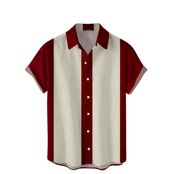 Njoeus Mens Striped T-Shirts, Men Short Sleeve Button Up Shirts, Regular Fitted Summer Beach Casual Shirts for Men Teen Boys S-3XL