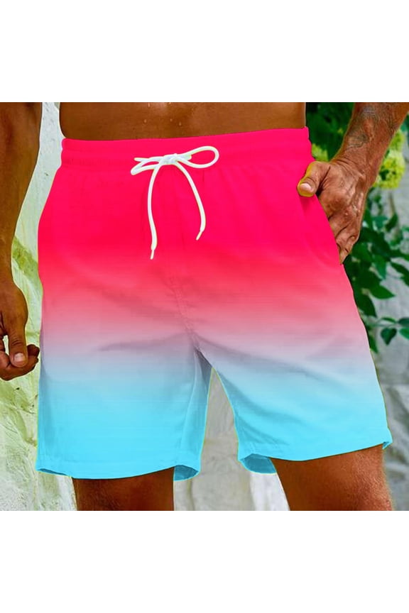 Mens Swim Trunks Gradient Summer Bathing Suit Swimwear Shorts Casual Swimsuit Men Big & Tall Hawaiian Beach Shorts Board Shorts S-5XL