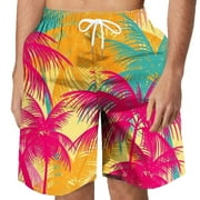 Njoeus Mens Swim Trunks Men Big & Tall Tropical Print Swim Board Shorts with Elastic Waist Mens Funny Hawaiian Beach Shorts Swimsuit Bathing Suits S-6XL