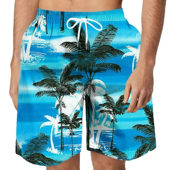 Njoeus Mens Swim Trunks Men Big & Tall Tropical Print Swim Board Shorts with Elastic Waist Mens Funny Hawaiian Beach Shorts Swimsuit Bathing Suits S-6XL
