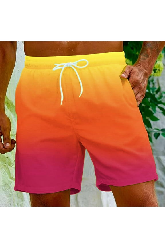Mens Swim Trunks, Men's Big & Tall Board Shorts Gradient Color Summer Swimsuits Shorts Mens Bathing Suit Swimwear Swim Shorts for Men Teen Boys Swimming Trunks S-5XL
