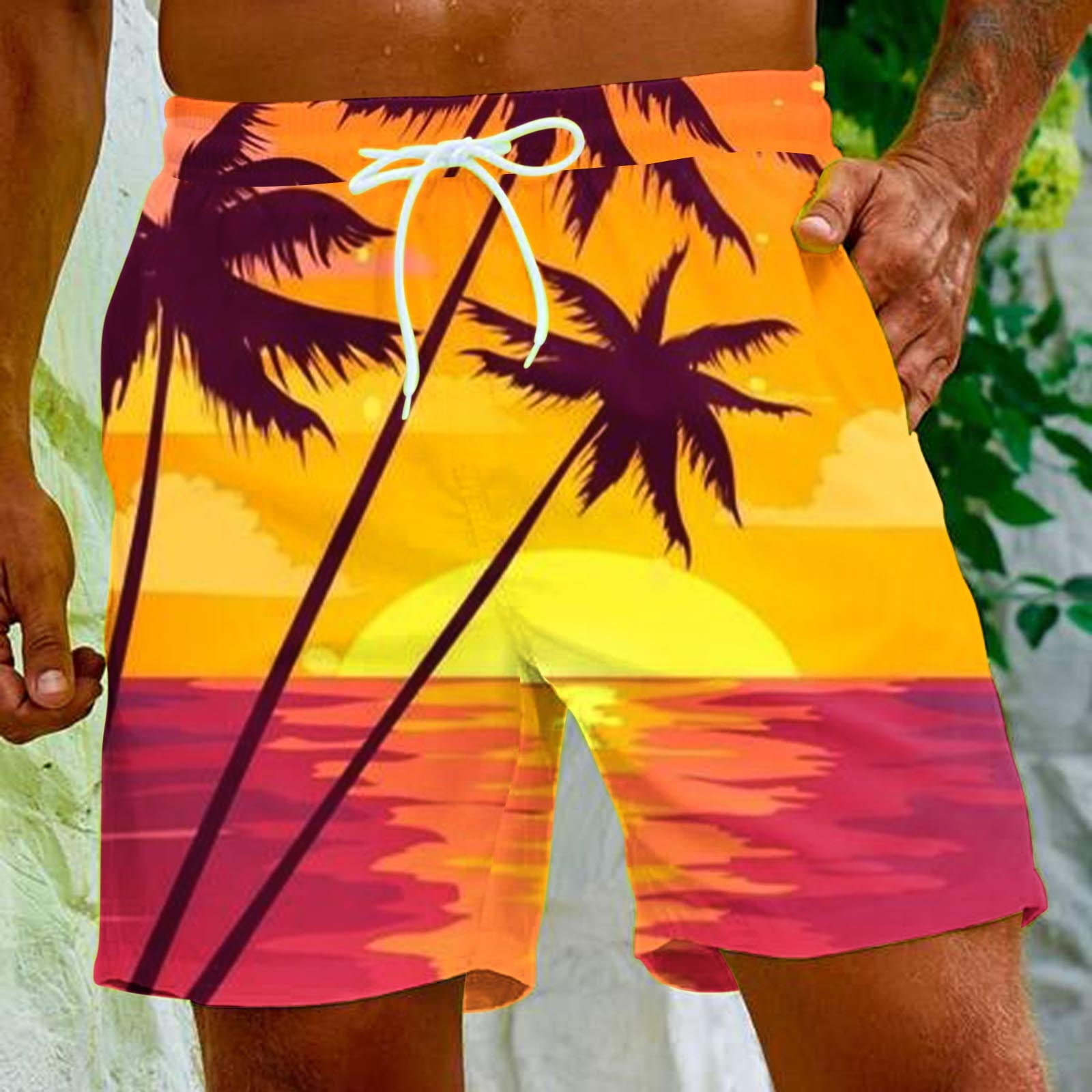 Njoeus Mens Swim Trunks Men's Board Short Swim Shorts Elastic Waist ...