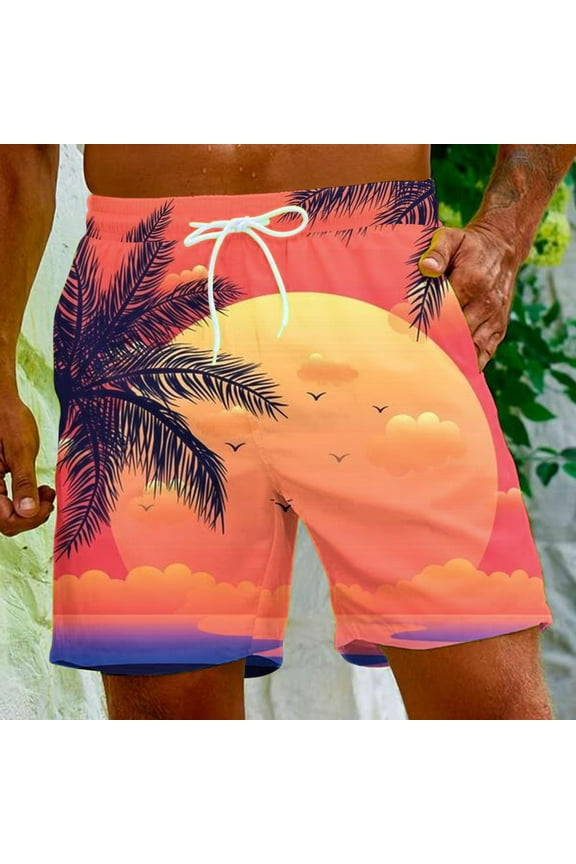 Mens Swim Trunks Men's Board Short Swim Shorts Elastic Waist Drawstring Funny Hawaiian Printed Beach Shorts Men Swimwear Bathing Suits S-5XL (Available in Big & Tall Size)