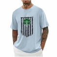 thumbnail image 1 of Njoeus Mens T Shirts American Flag Graphic Tee Men's T-Shirt, Classic Patriotic Short Sleeve Shirt for Men, St Patricks Day Shirts Mens Big & Tall Shirts 3X 4X 5X Light Blue Summer Savings, 1 of 3