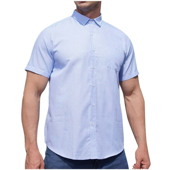 Njoeus Mens T-Shirts Mens Dress Shirts Men'S Shirt Button Up Collar Plaid Business Shirt Cotton Short Sleeved With Pockets Big & Tall Shirts For Men L-6Xl