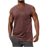Njoeus Mens Tank Tops Soft Knit Cotton Sleeveless Muscle Shirts for Men Gym Workout Tanks Top Men's Solid Bodybuilding Fitness Basic Tee with Pocket S-3XL