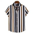 thumbnail image 1 of Njoeus Mens Undershirts Boys Shirts Men's Shirt Hawaiian Striped Shirt Cotton Blended Short Sleeve T-Shirt Beach Casual Tops Blouse Mens White Tee Shirts, 1 of 6