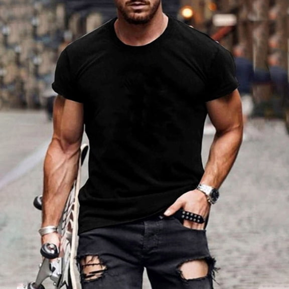 Njoeus Mens Undershirts Compression Shirt Men Men Casual Solid Slim-Fitting Short Sleeve Cotton V-Neck T-Shirt Tops Blouse Shirts For Men On Clearances