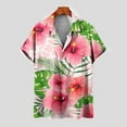 thumbnail image 1 of Njoeus Mens Undershirts Sports Shirts for Men Men's Hawaiian Floral Print Shirts Short Sleeve Button Up T-Shirt Casual Beach Vacation Summer Tops for Men Big & Tall Sizes S-5Xl Oversized Tee Shirt Men, 1 of 5