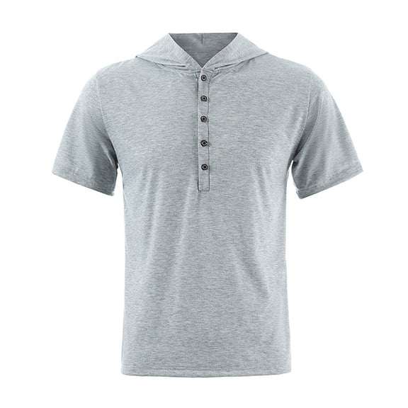 Njoeus Mens Undershirts Mens Tops Men's Workout Hooded Tops T-Shirt Short Sleeve Button Gym Yoga Shirts Casual Summer Running Tees Shirt Blouses Men's Tank Tops