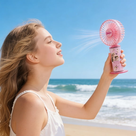 Njoeus Mini Portable Rechargeable Handheld Fan Battery-Powered for Women's Travel Makeup Outdoor Indoor Use from Makeup Bag to Travel Bag One Fan Cools and Dries Makeup