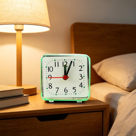 Njoeus Minimalist Transparent Alarm Clock,for Students Dormitory Battery Table Clock Wake Up on Time,Brings Clear Modern Design and Simple Bedroom Desk Function