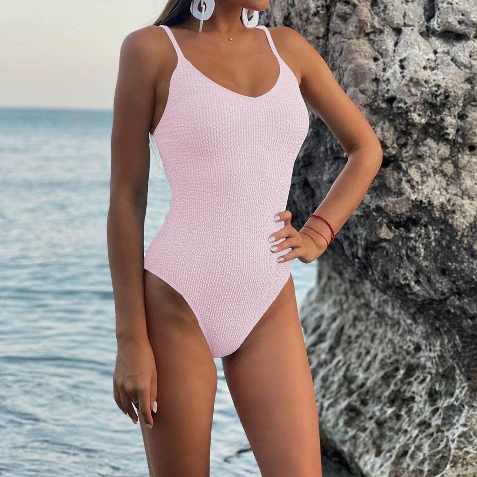 Njoeus One Piece Bathing Suit For Women High Waisted Swimsuits For Women  Women'S 23 New Fashion Style With Bra Pad, No Steel Support, Multi-Color  New Fashion One-Piece Swimsuit, Sexy Solid Color Swims 