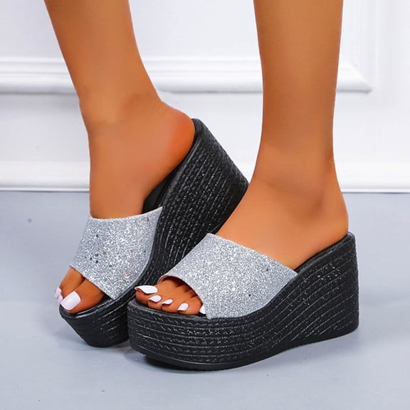 Njoeus Orthopedic Sandals Women's Comfoartable Platform Sandals Summer Dress Sandals Black Silvers Wedge Sandals