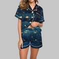 thumbnail image 1 of Njoeus Pajamas Set for Women Short Sleeve Sleepwear Notch Collar Button Down Soft Pjs Lounge Set, 1 of 4