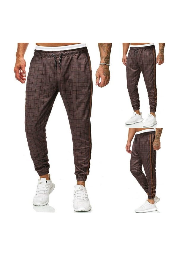 Pants For Mans Track Pants For Men Men's Long Casual Sport Pants Slim Fit Plaid Trousers Running Joggers Sweatpants Mens Sweatpants On Clearance