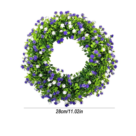 Njoeus Plastic Colorful Wreath Spring Summer Colorful Eucalyptus Leaf Wreath 11 Inch Gate Pendant One Rainbow Eucalyptus Wreath Stands Out