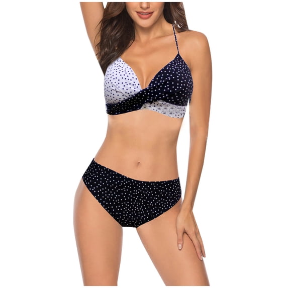 Njoeus Plus Size Bathing Suit For Women Sexy Bathing Suits Swimsuit Block Color Camisole Split Set Bikinis Sets On Clearances