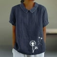 thumbnail image 1 of Njoeus Plus Size Tops for Women Tshirts Shirts for Women Linen Shirts for Women, Women's Casual Retro Style Casual Printed Short Sleeve Blouse V-Sleeve Blouse/Shirt Cute Tops On Clearance, 1 of 4