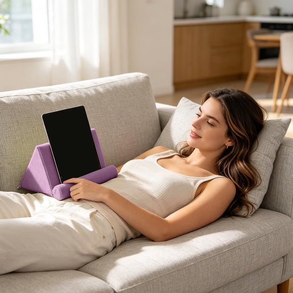 Njoeus Reading Pillow Tablet Phone Stand Multi Angle Support for Bed Sofa Use Brings Comfortable Pad and Ergonomic Viewing Position at Home