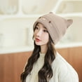 thumbnail image 1 of Njoeus Ribbed Knit Beanie Hat for Women Girls Cute Cats Ears Hat Winter Warm Slouchy Cuffed Skull Cap for Women, 1 of 5