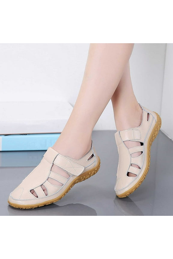Sandals Womens Comfortable Closed Toe Beach Flat Sandals Casual Walking Sandals Hollow Out Hole Sandals