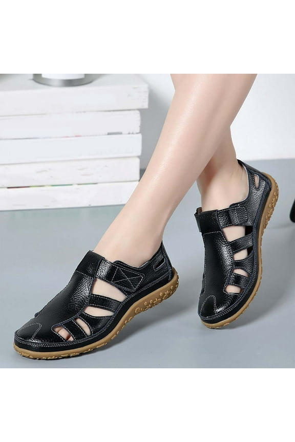 Sandals Womens Comfortable Closed Toe Beach Flat Sandals Casual Walking Sandals Hollow Out Hole Sandals