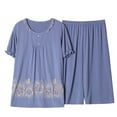 thumbnail image 1 of Njoeus Sexy Pajama Set for Women, Women Pajama Sets Women's Summer Outfits Capris Pajama Set Two Piece Sets for Women Plus Size Short Sleeve Tops with Capris Pants Lounge Set Cotton Comfy Sleepwear M-, 1 of 2