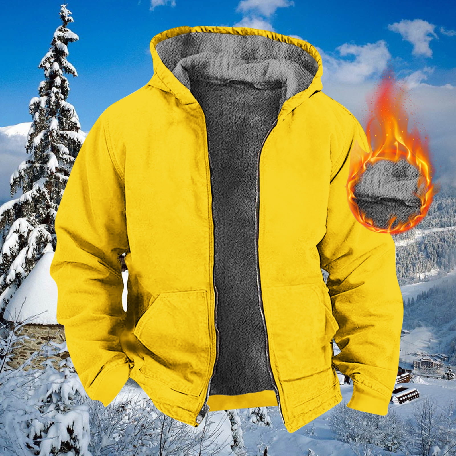 Njoeus Sherpas Hoodies for Men, Men's Winter Coat FullZip Hooded