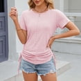 thumbnail image 1 of Njoeus Shirt for Women, Blouses for Women Dressy Casual women's Casual Short Sleeve T Shirt Summer Cute Top Round Neck Basic Loose Tunic Tops with Side Drawstring S-XXL, 1 of 3