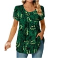 thumbnail image 1 of Njoeus Shirt for Women, Tops for Women Trendy Womens Round Neck Short Sleeve Tunics Shirt Floral Pleated Dressy Blouses Casual Loose Fitting Summer Tops S-XXL, 1 of 6