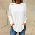 thumbnail image 1 of Njoeus Shirt for Women, Tops for Women Trendy Womens Long Sleeve Tops Round Neck Shirts Women Basic Tee Shirt Loose Tunic Tops Dressy Blouses S-3XL, 1 of 5