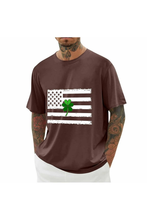 Aueoeo Shirts for Men, Men's American Flag Patriotic T Shirt Men Short Sleeve 4Th Of July Tshirts Usa Flag Graphic Tees Shirt Mens Big & Tall Gym Tops 3X 4X 5X Brown