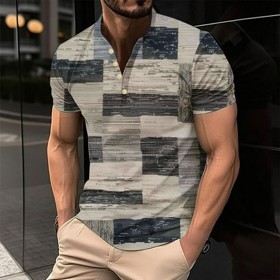 Njoeus Shirts For Men Mens Summer Shirts Men'S Fashion Henley T-Shirts Casual Short Sleeve Shirts For Men Color Block Graphic Tee Shirt S-5Xl(Available In Big & Tall) Mens Shirts Summer Savings